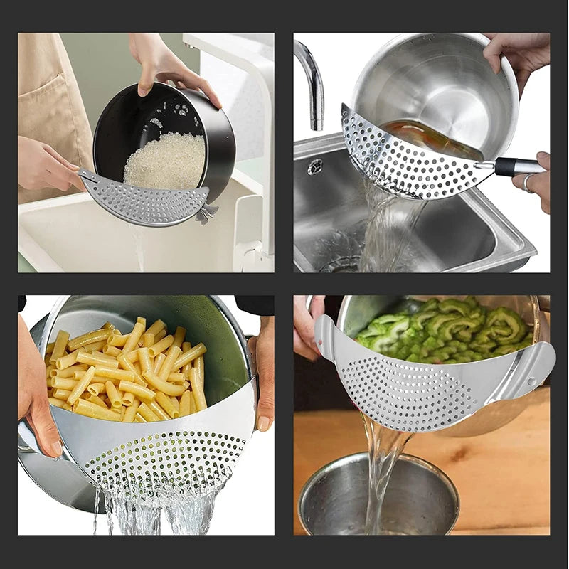 Stainless Steel Pan Pot Strainer Handle Pot Strainer