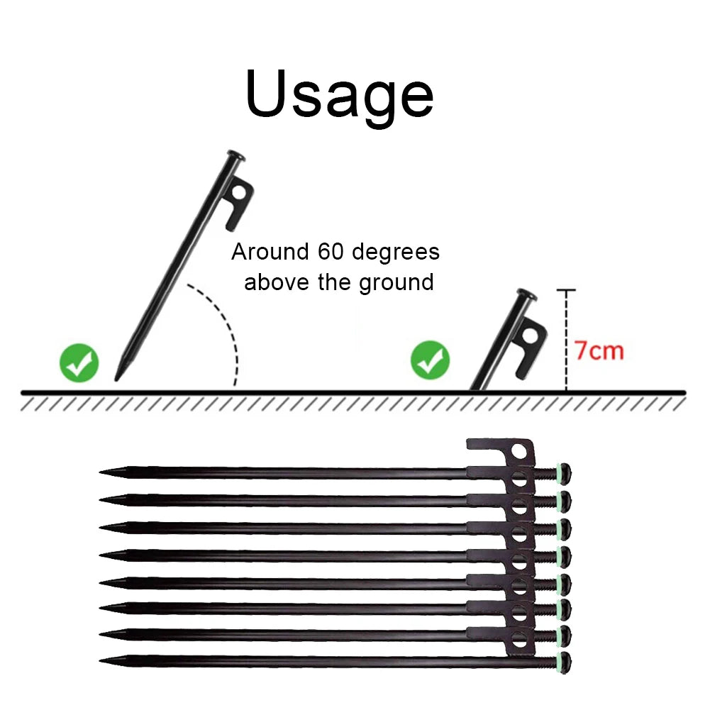 8pcs Tent Pegs Forged Steel Tent Pegs Heavy
