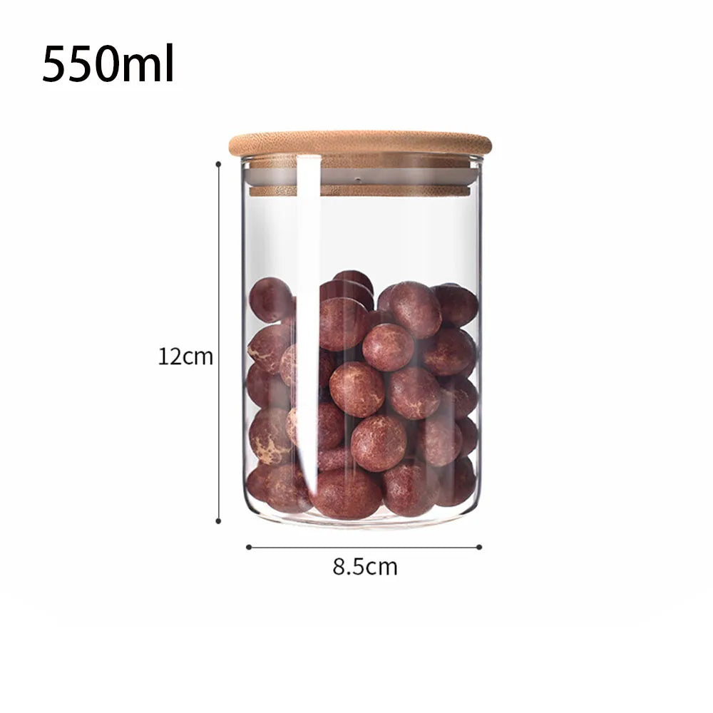 4/8pcs 250ml 500ml 1000ml Glass Jar Bamboo Lid