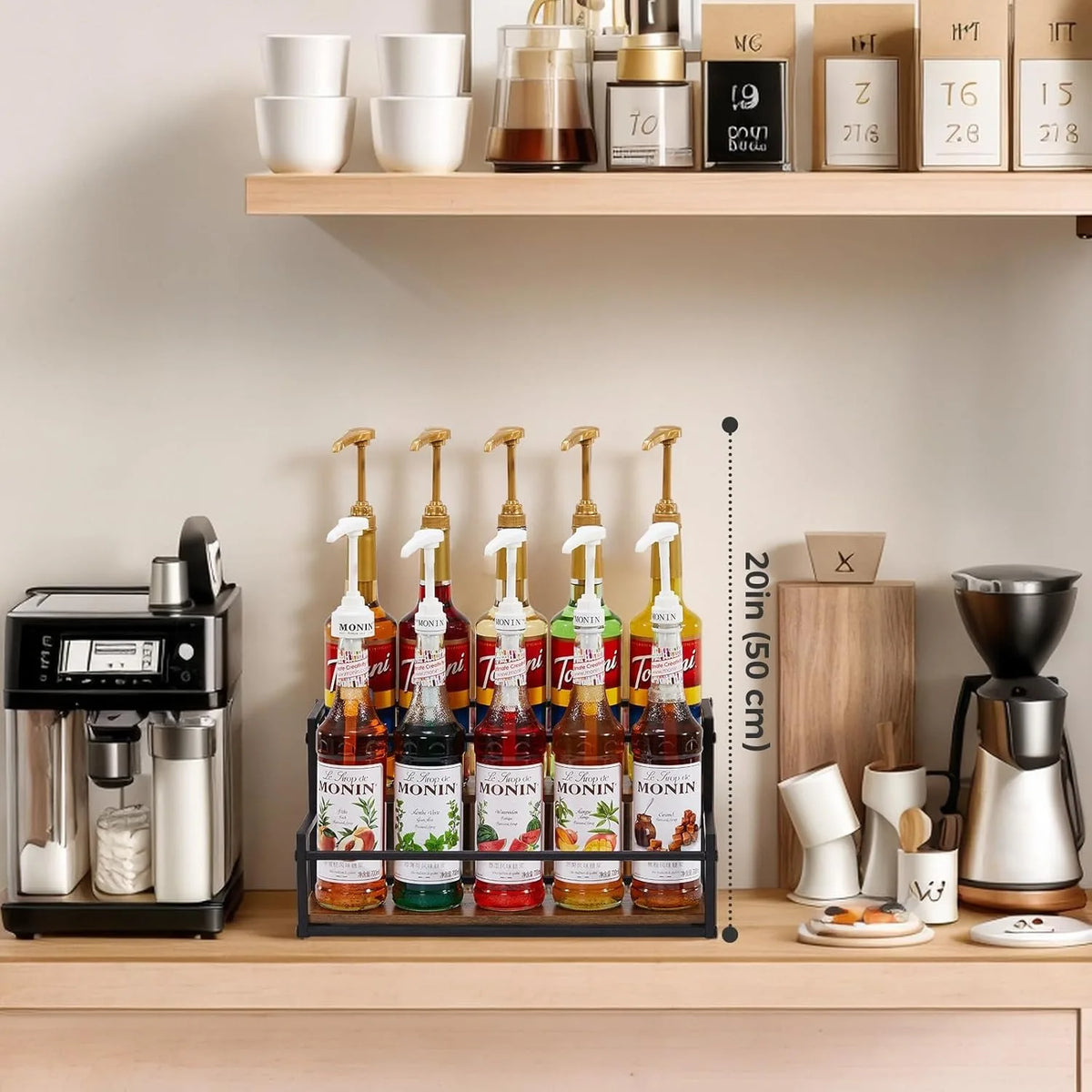 2-Tier 10 Syrup Bottles Rack Coffee Bar Liquor