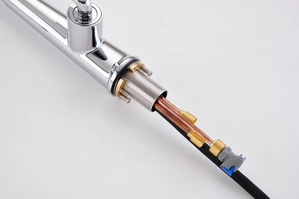 Brushed Gold Faucet Pull Out Sprayer Cold Water