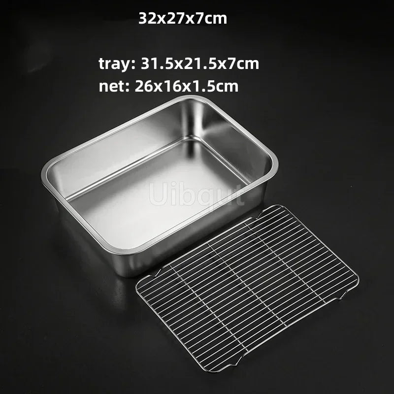 Thicken Stainless Steel Serving Tray Lid Rectangle Metal