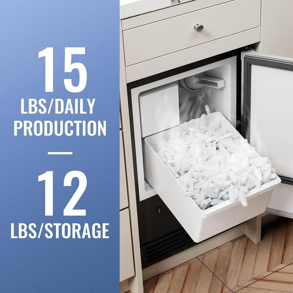 Under Counter Crescent Ice Maker Machine 15 Drainless