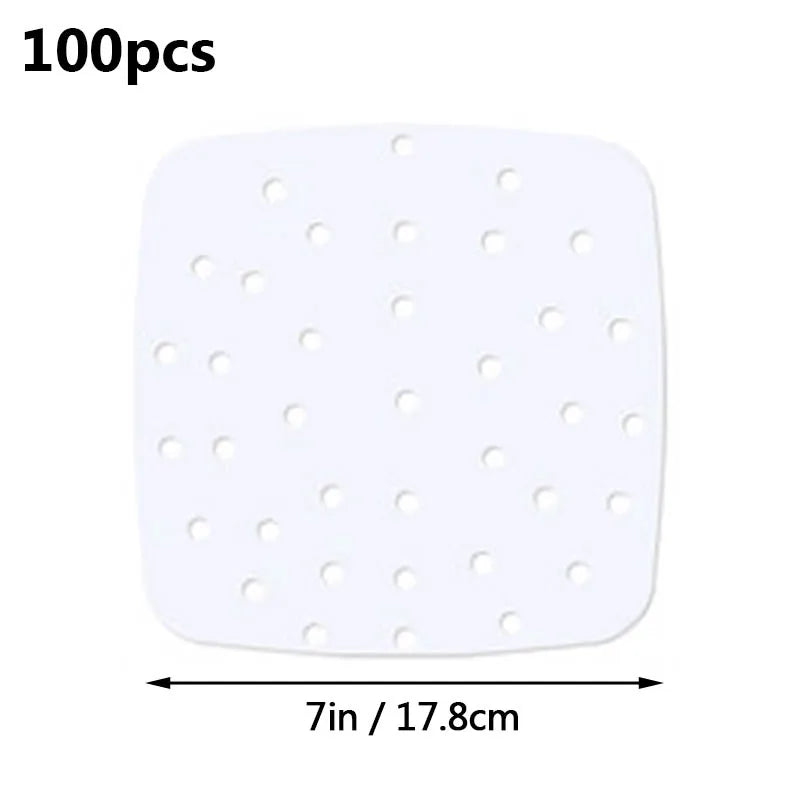 100pcs Air Fryer Liner Non-Stick Steamer Pad Baking