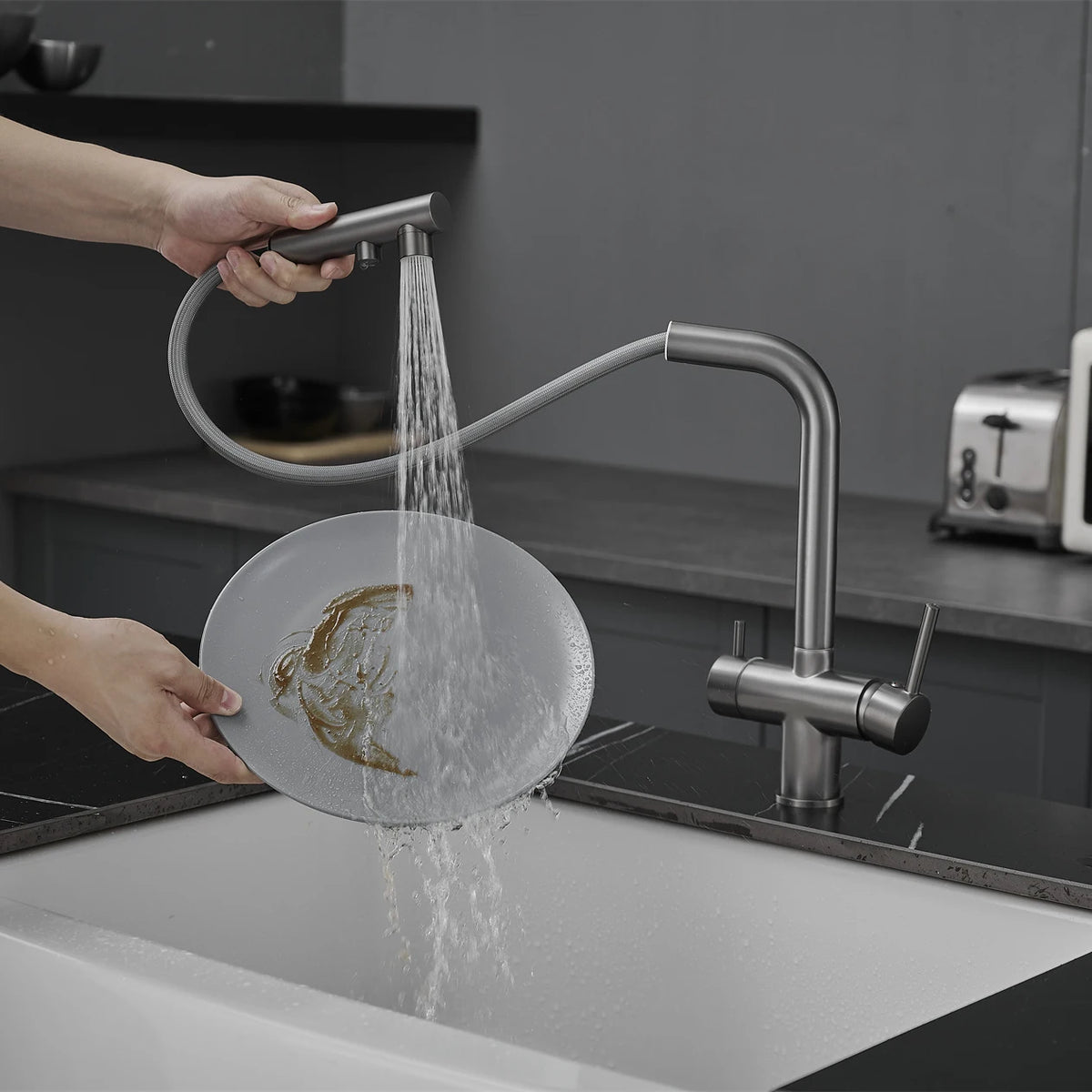 Brushed Gold Pull Out Filter Mixer Faucets Quality