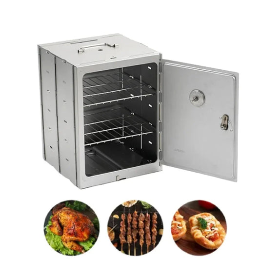 Outdoor Camping Folding Oven Baking Smoker Bbq Grill