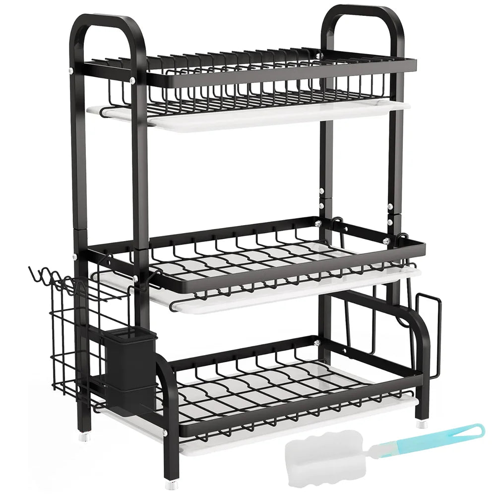 Tier Dish Organizer Dish Drying Rack Compact Dish