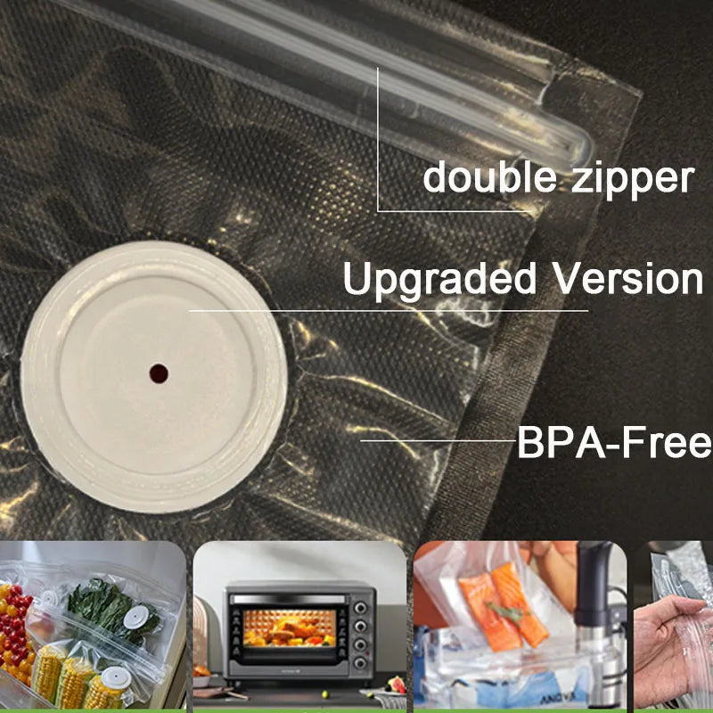 Upgraded Version Vacuum Food Storage Bag Zipper Bag