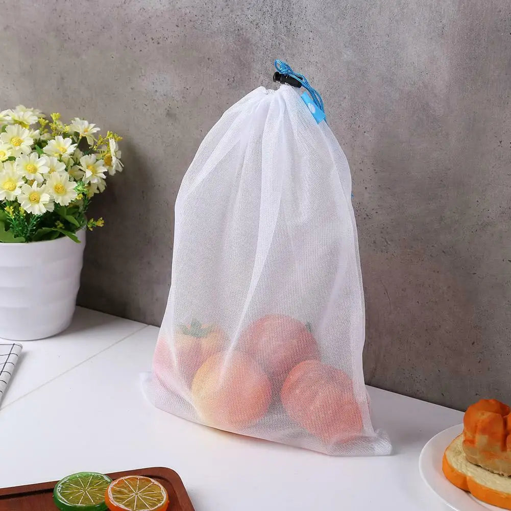 5pcs Fruit Vegetable Storage Mesh Bags Reusable Net
