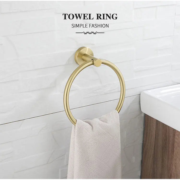 Brushed Gold Bathroom Towel Rack Toilet Brush Roll