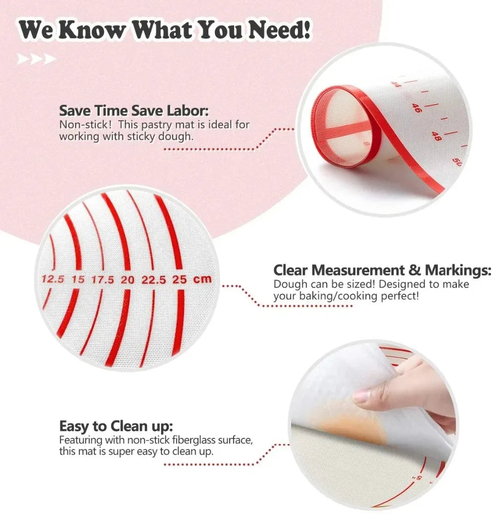 Silicone Baking Mat Kneading Pad Dough Mat Pizza