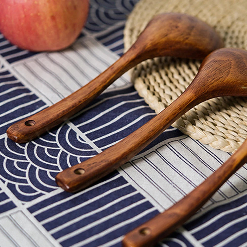 1pc Wooden Soup Spoon Long Handle Dessert Rice