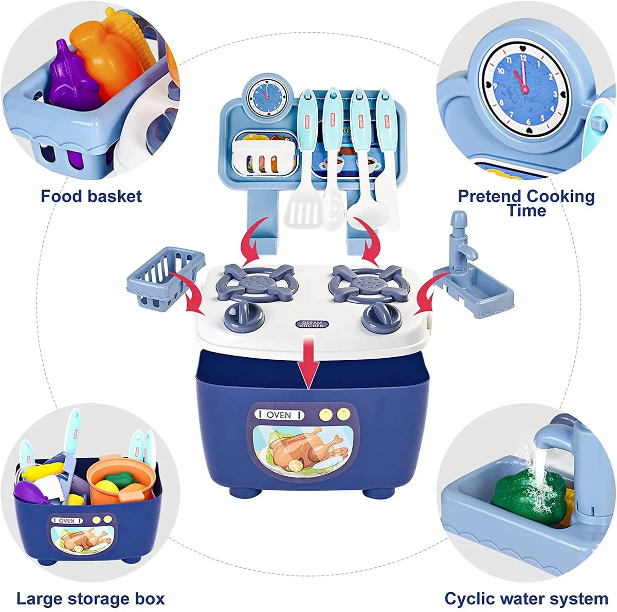 Toys Imitated Chef Light Music Pretend Cooking Food