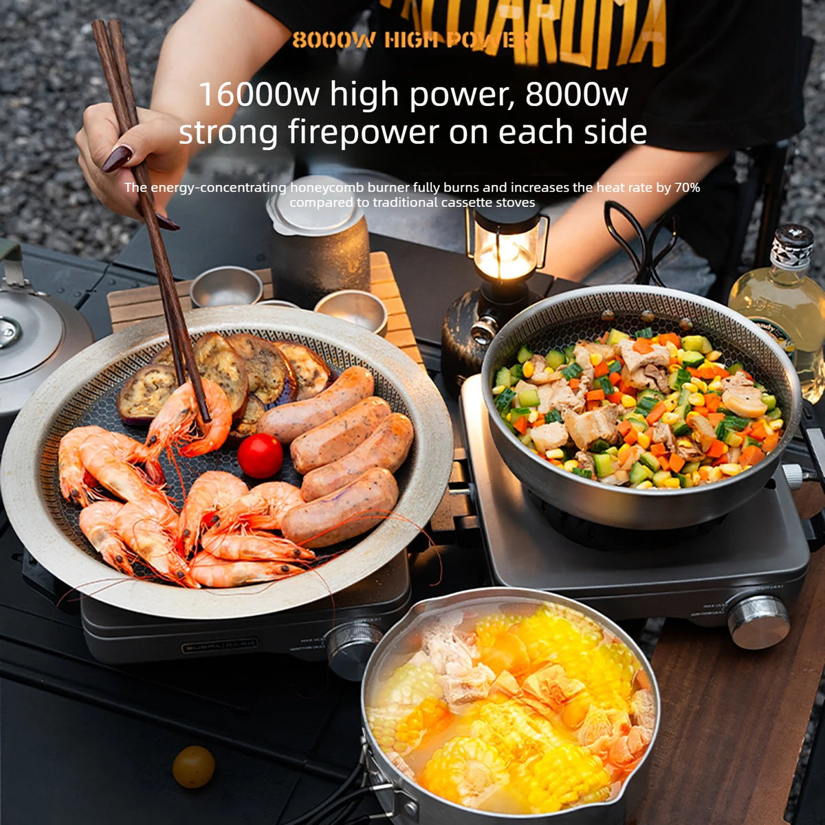 Buerk Camping Stove Gas Stove Dual Burner Foldable