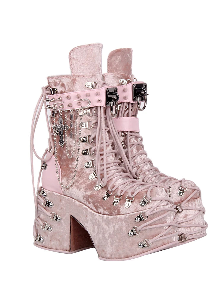 Lolita Punk Shoes Round Head Ultra High Heels