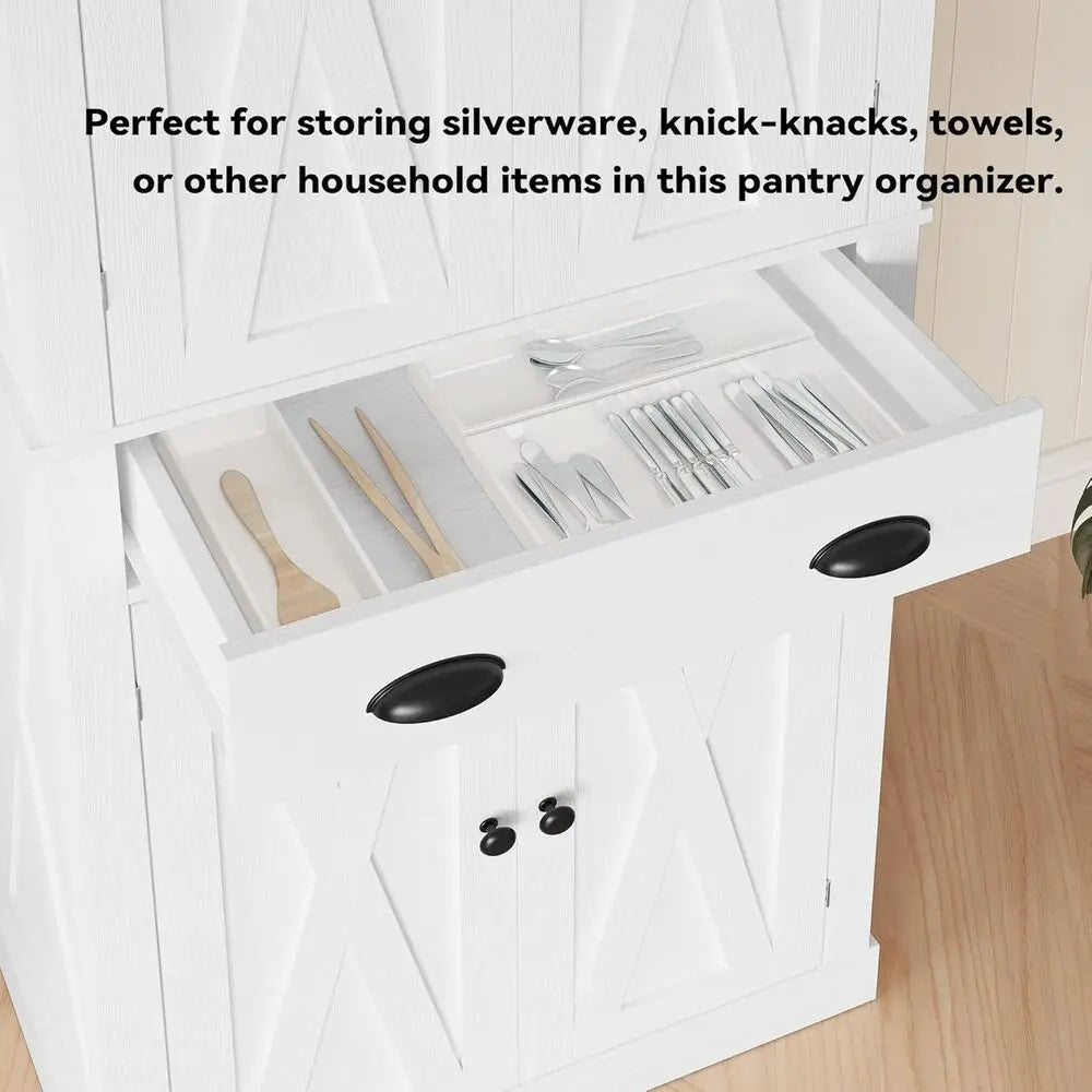 Ironck Pantry Storage Cabinet 83 Barn Doors Drawer