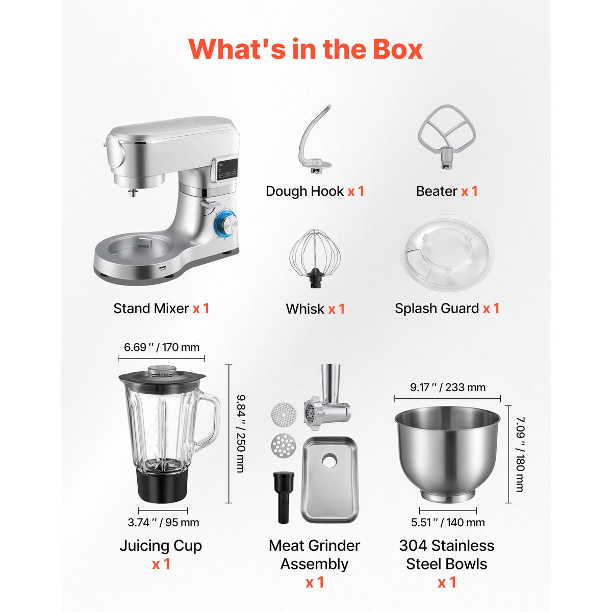 Succebuy 7/6/7 8l Stand Mixe Electric Mixer 1500w