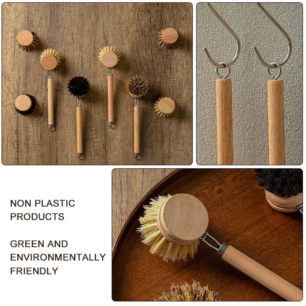 All-Purpose Dish Scrub Cleaning Brush Heads Sisal Horse