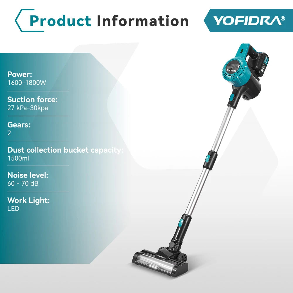 Yofidra 1800w Brushless Vacuum Cleaner 30kpa 5l Powerful