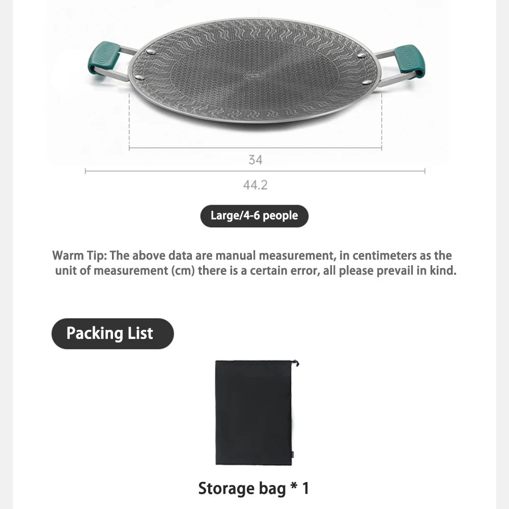 Naturehike Stainless Steel Grill Pan Round Non-Stick Barbecue