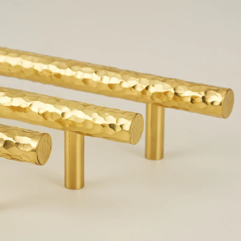 Solid Brass Wardrobe Handles Hammered Texture Handles Gold