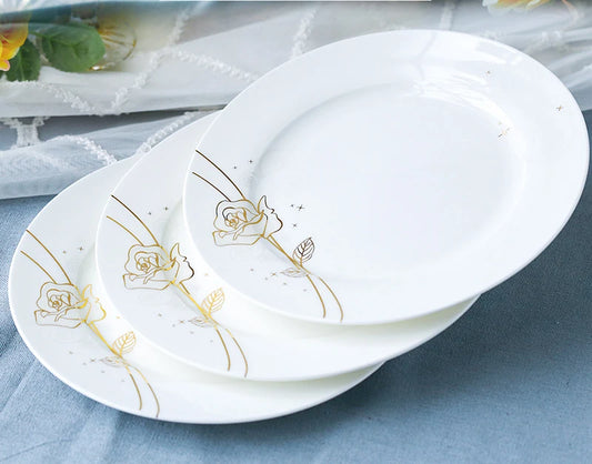 4pcs Inch Bone China Dishes Plates Sets Gold