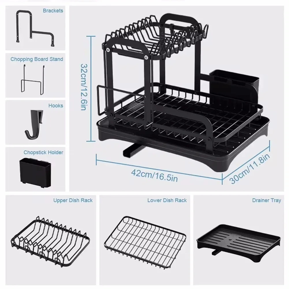 Tier Dish Bowl Drainer Storage Rack Dish Drying