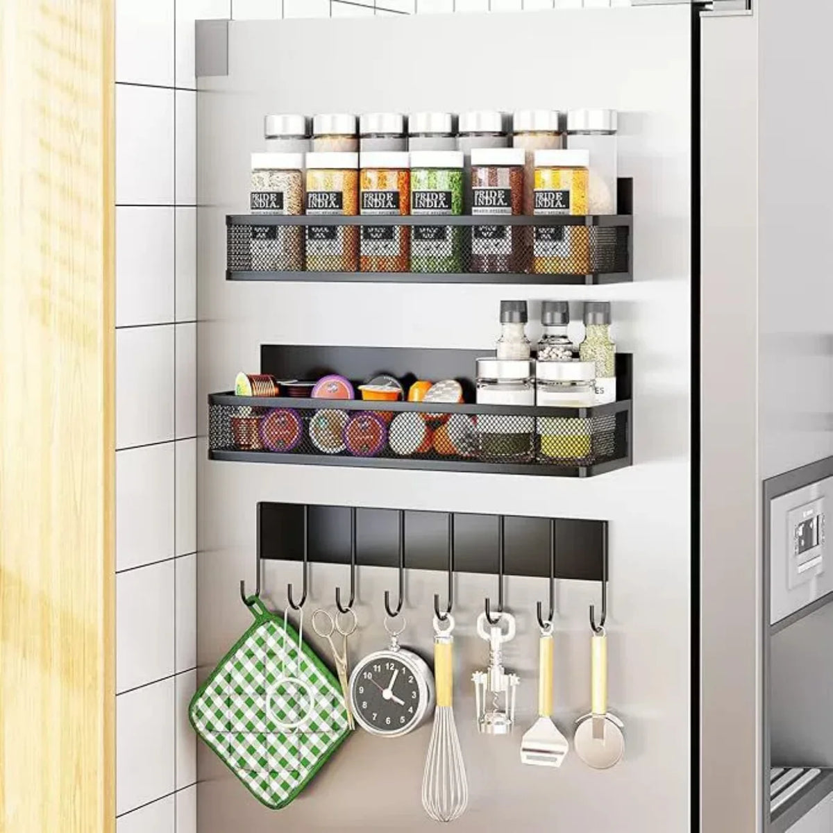 Magnetic Spice Rack Refrigerator Metal Strong Magnet Shelf