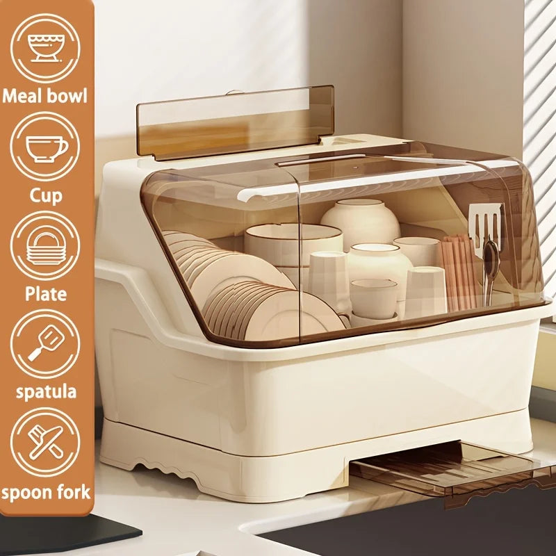 Dish Rack Lid - Space-Saving Dust-Proof Storage Cabinet