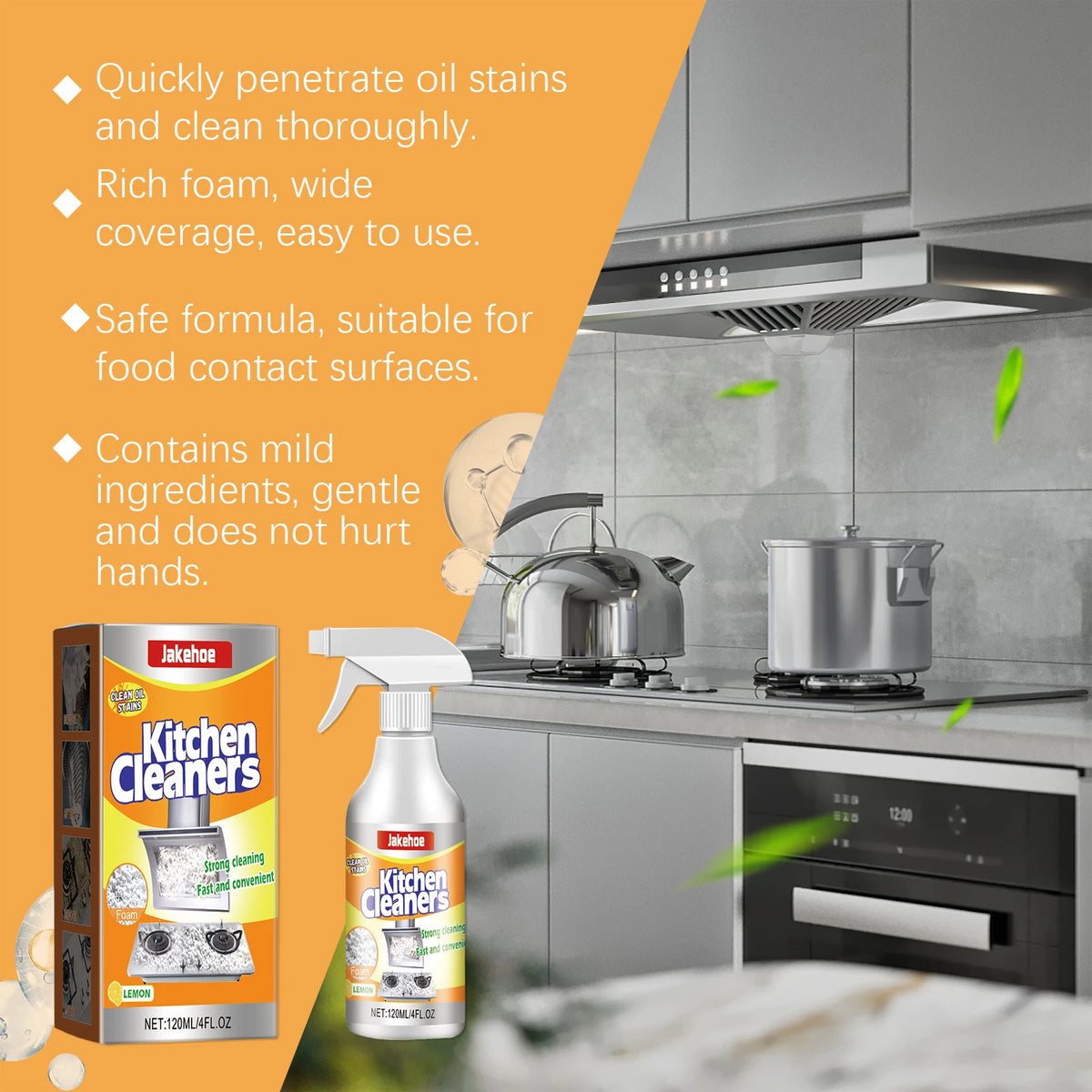 Foam Cleaner Powerful Dissolving Removing Stubborn Oil Stains