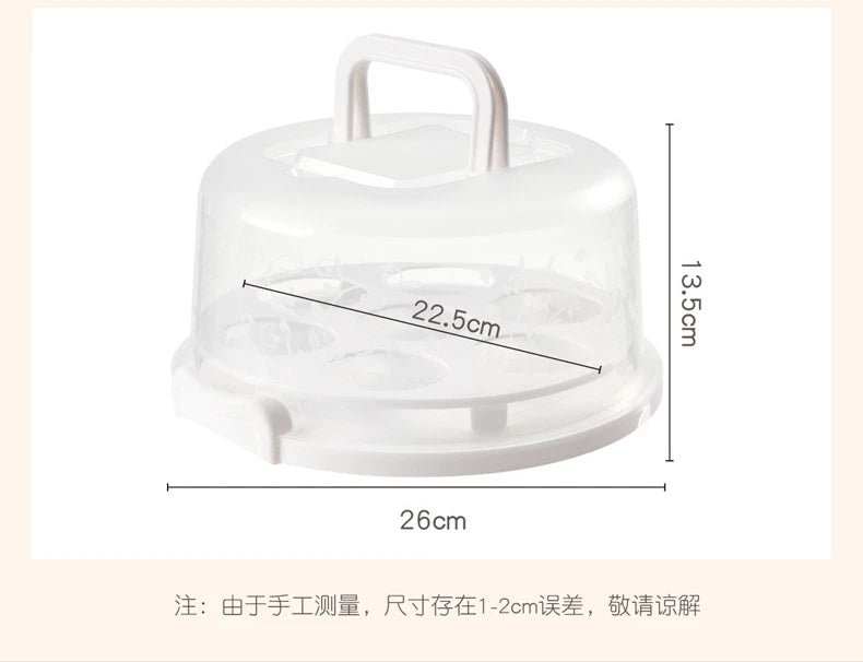Plastic Round Cake Box Carrier Handle Pastry Storage