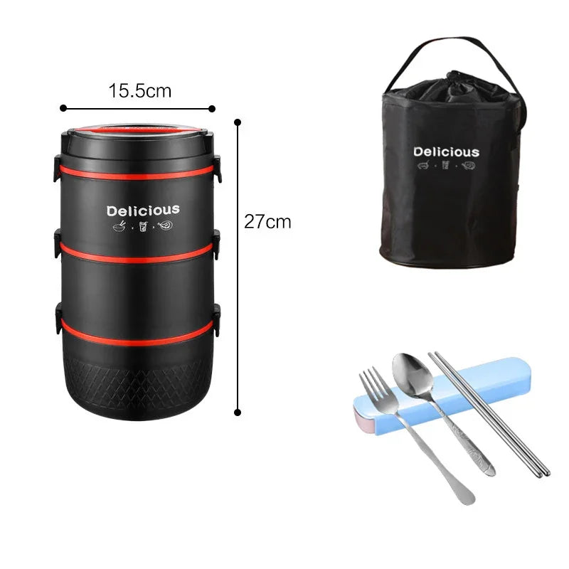 Layer Stainless Steel Lunch Box Kids Student Office