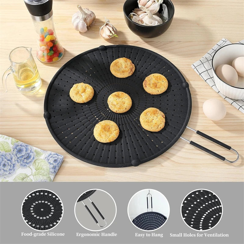 Silicone Splatter Screen Frying Pan 13inch Grease Splatter