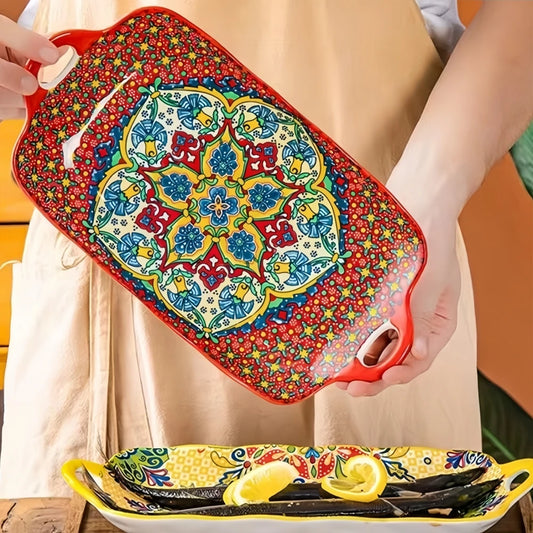 1pc Bohemian Style Ceramic Fish Dish Handle 12