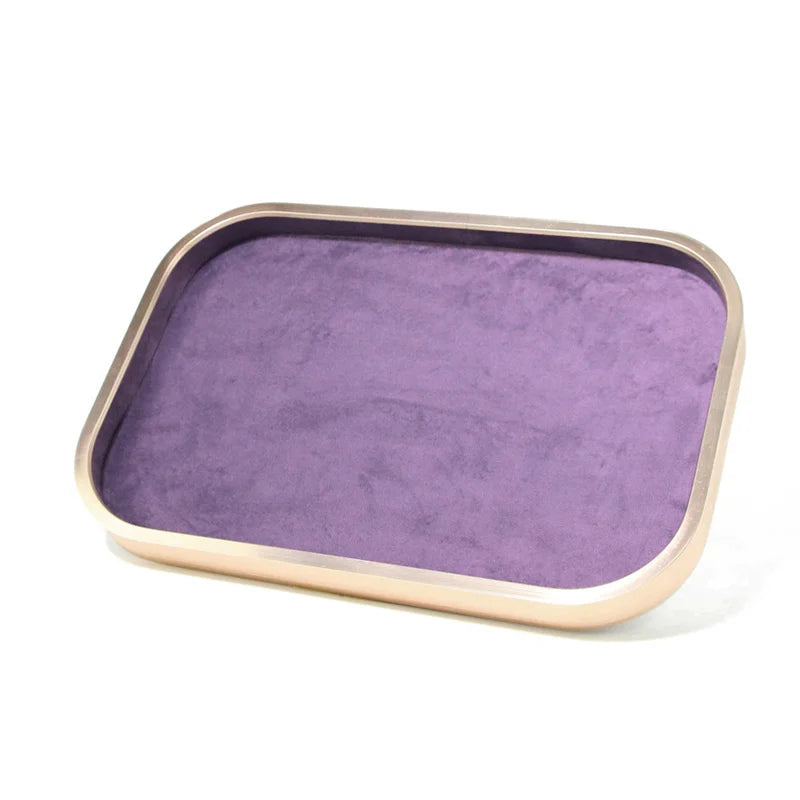 High-Grade Metal Frame Velvet Jewelry Display Tray Purple