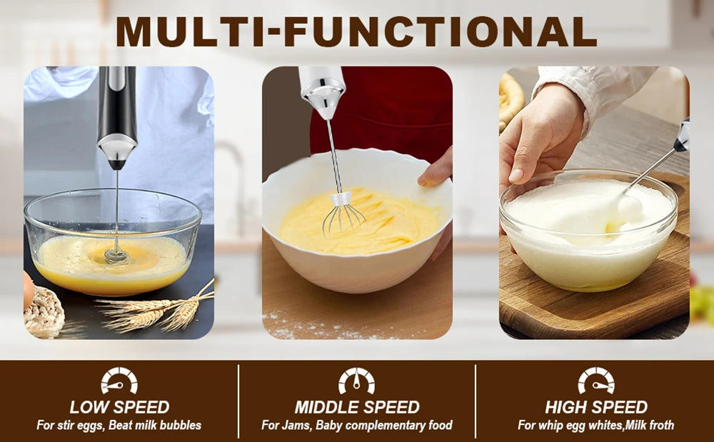Handheld Milk Coffee Frother Rechargeable Electric Whisk Drink