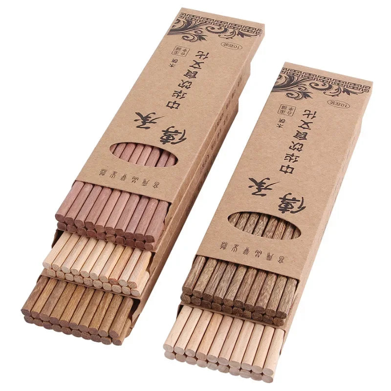10 Pairs Natural Rosewood Chopsticks Reusable Healthy Chinese