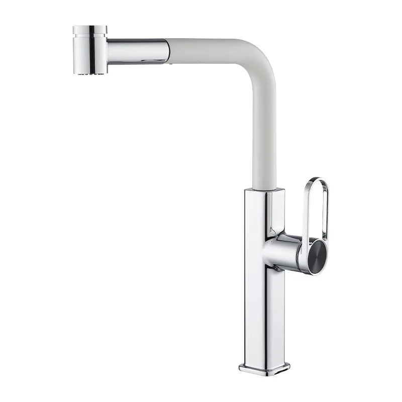 Pull Out Faucet Lever Brass Rotation Cold Pink
