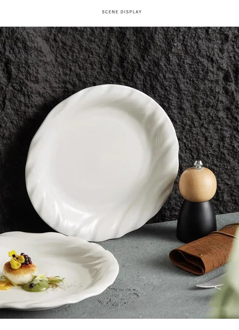 Ceramic Dinner Plate Irregular Shallow Dessert Snack Pasta