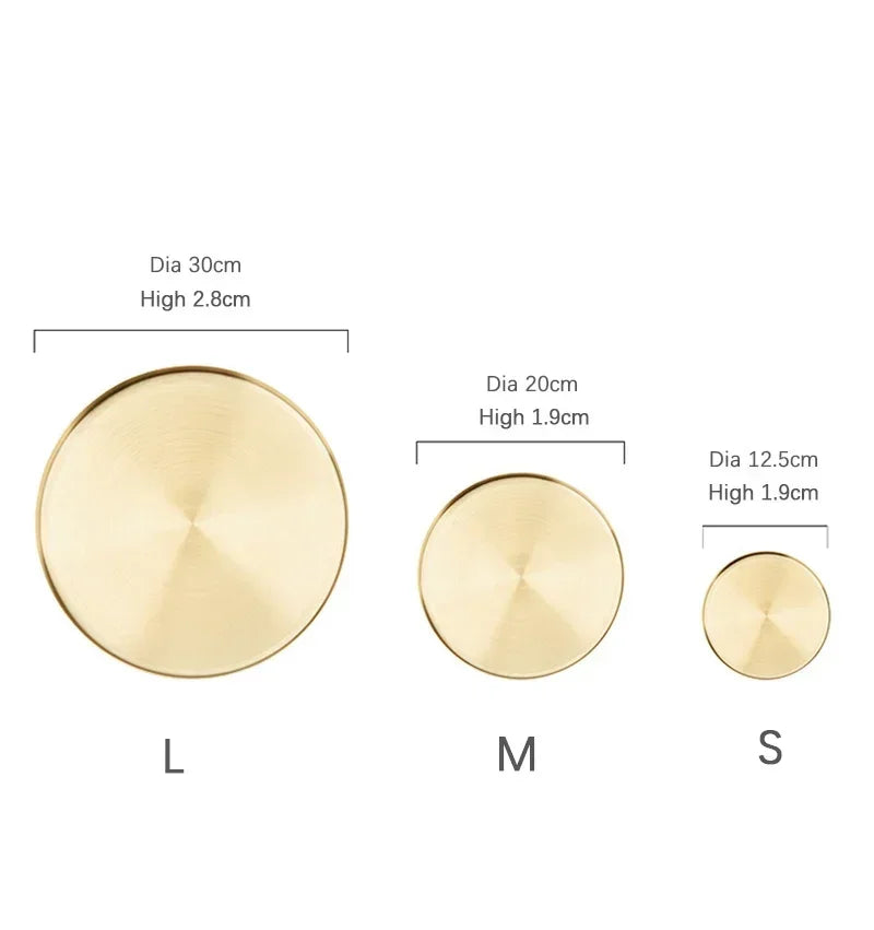Decor Golden Storage Tray Round Jewelry Desktop Display