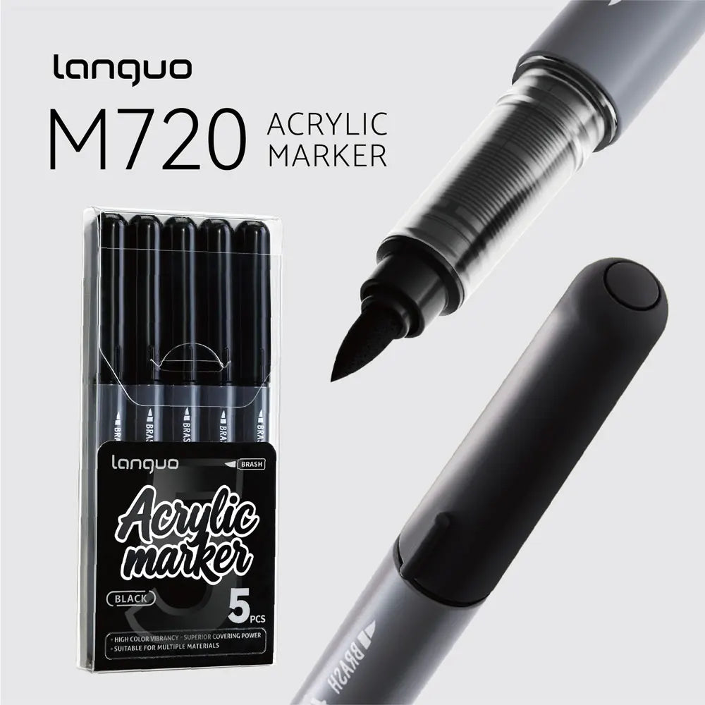 Languo 9pcs/Box Soft Brush Acrylic Marker Pen Diy