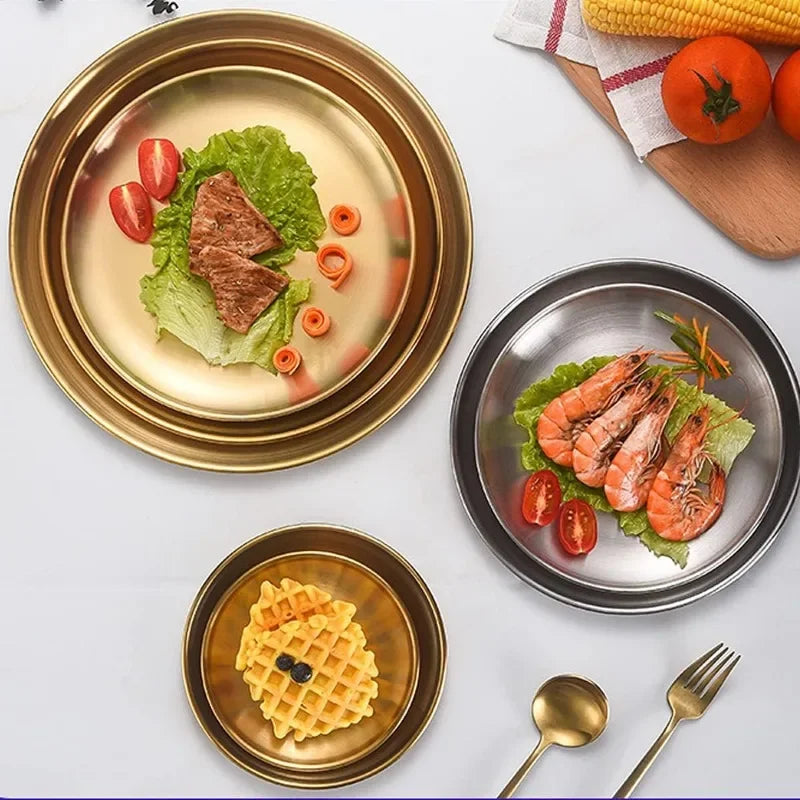 Stainless Steel Metal Dining Disc Round Bone Spitting