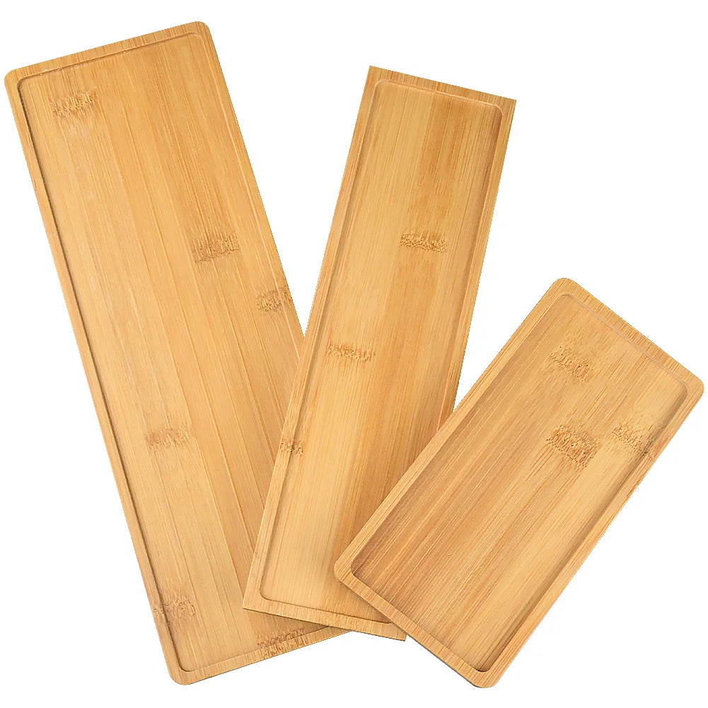 Rectangle Natural Bamboo Tray Plant Succulent Pot Saucer