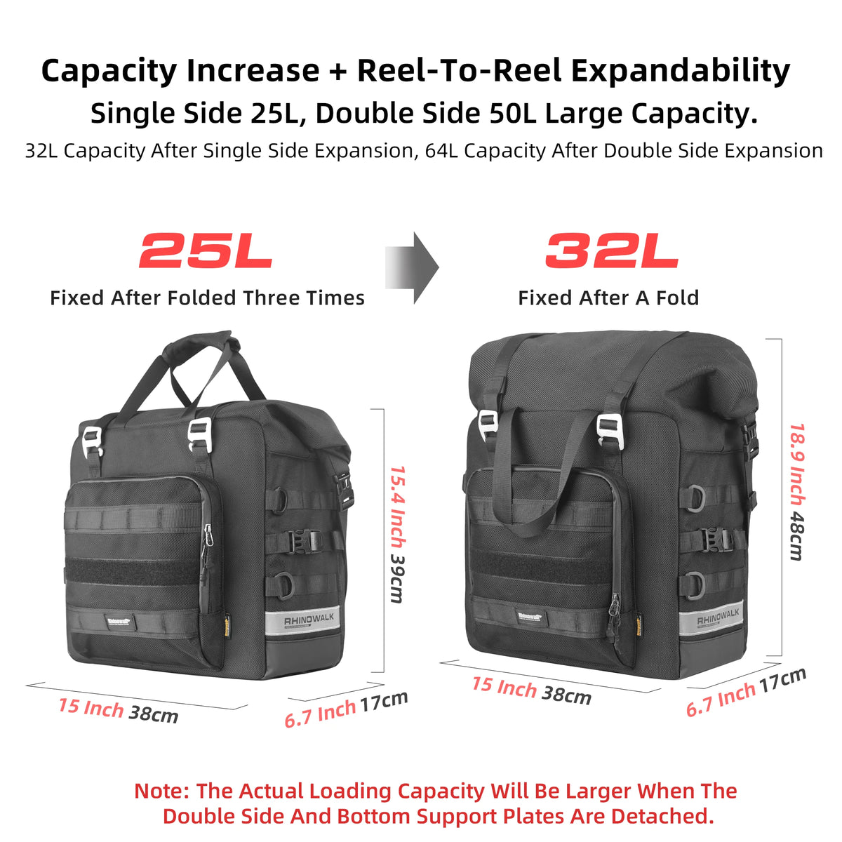 Rhinowalk 2pcs Motorcycle Saddle Bag Motor Bag 3d