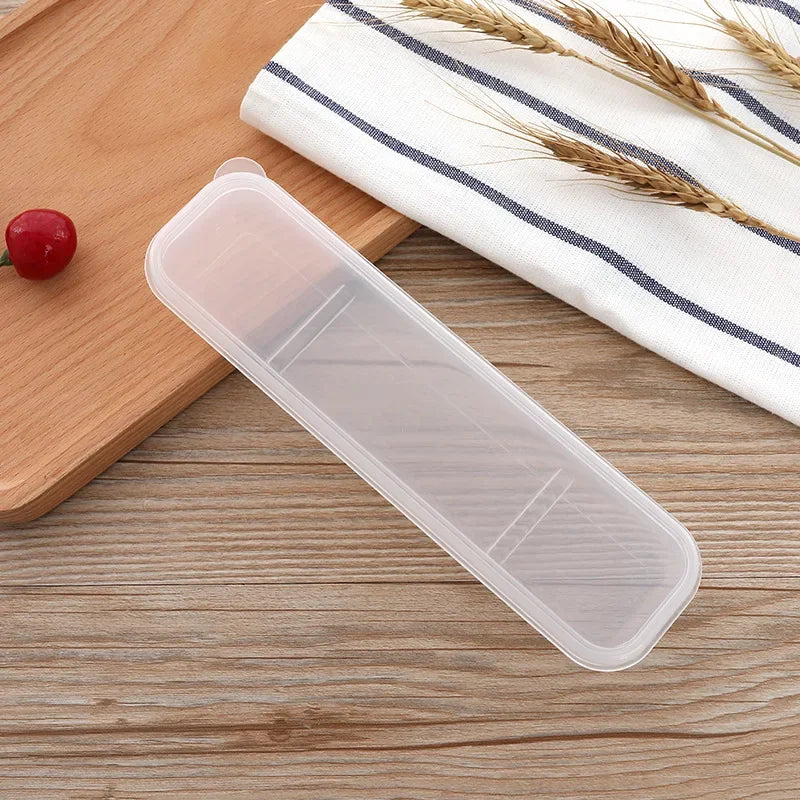 Travel Tableware Storage Box Transparent Cover Utensil Organizer