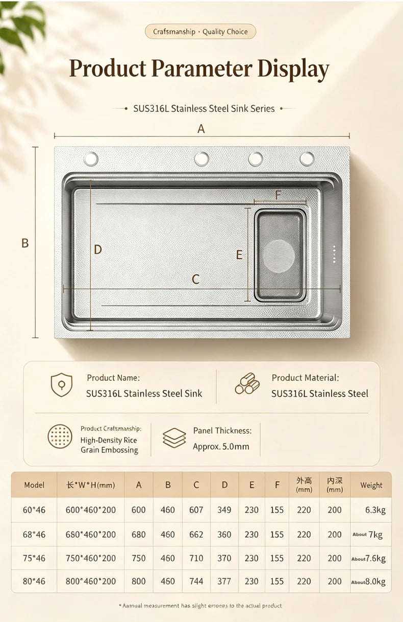 316l Stainless Steel Sink Undermount Sinks Antiscratch Rice