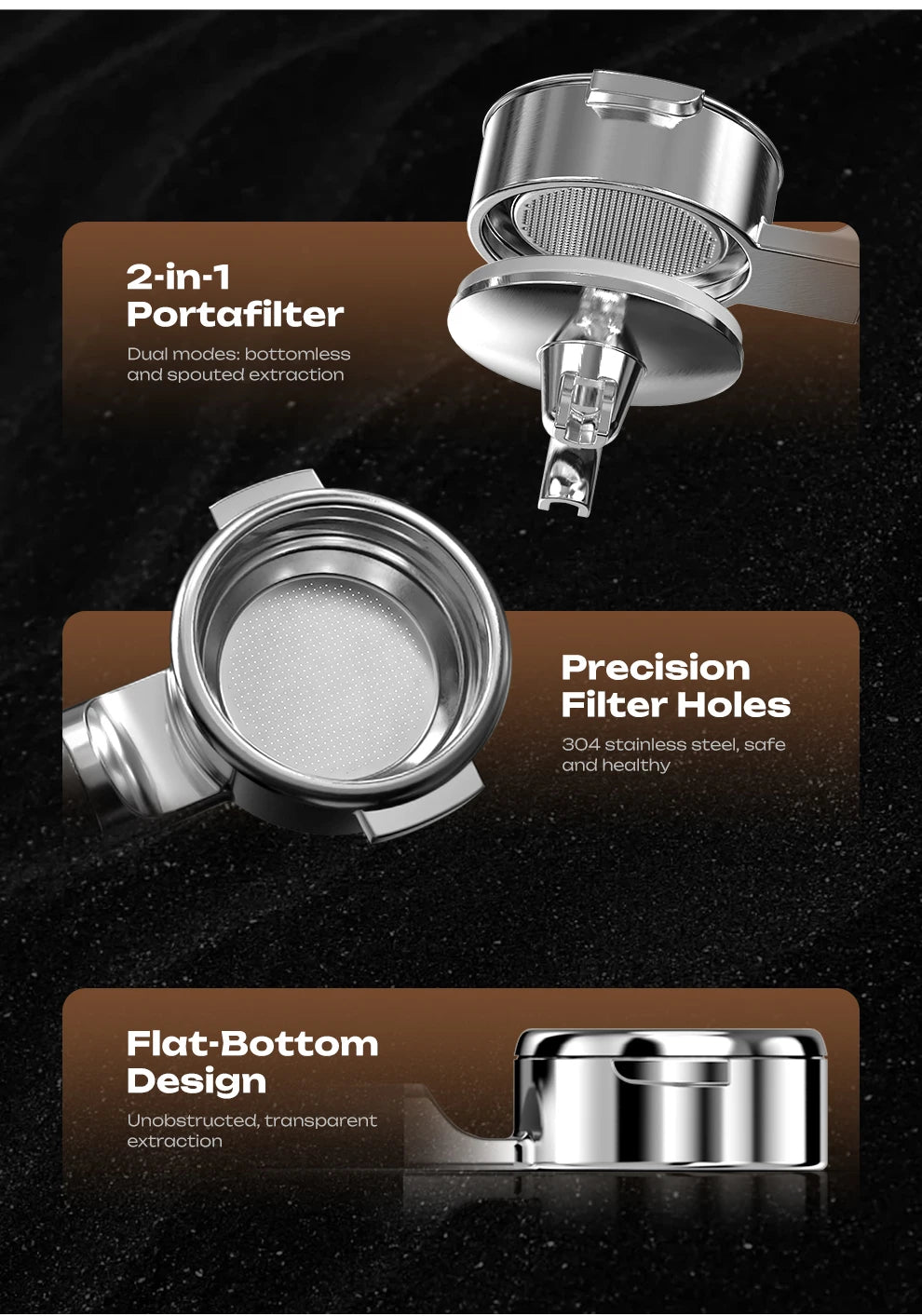 Hibrew V61 58mm Espresso Bottomless Portafilter 2in1 Double