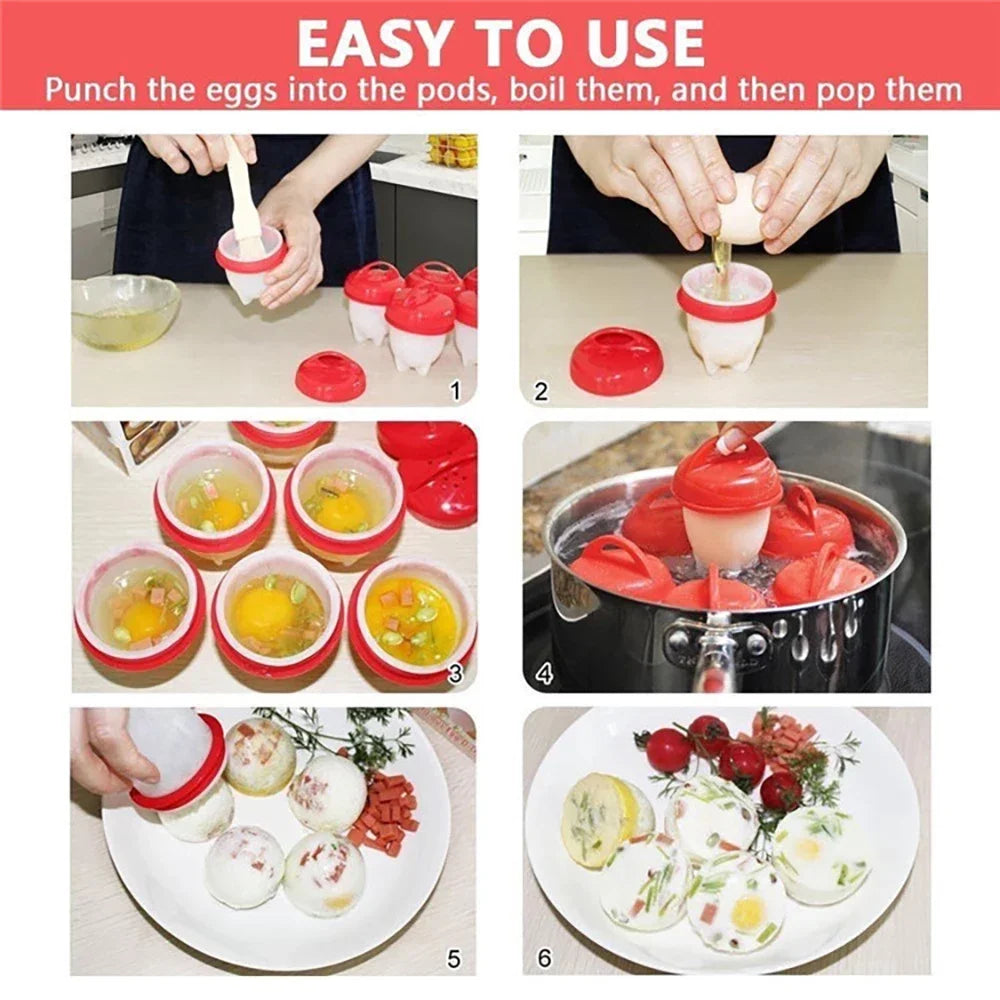 1/3/6pc Egg Poachers Cooker Silicone Non-Stick Egg Boiler