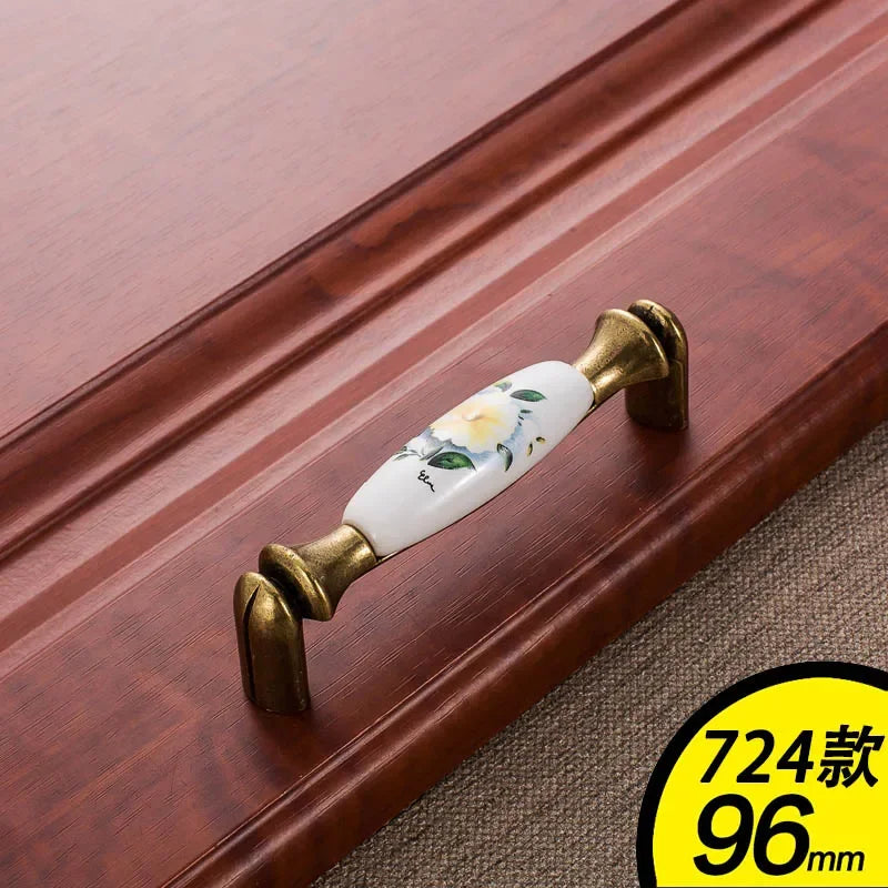 Ym Green Flower Ceramic Handles Cabinet Storage Dressers