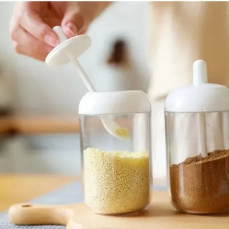 Round Spice Jar Lid Spoon Seasoning Bottle Condiment